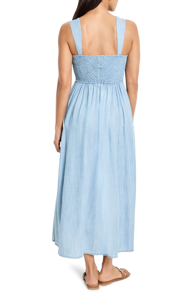 NIC+ZOE Sarah Smocked Chambray Sundress, Alternate, color, Mid Wash