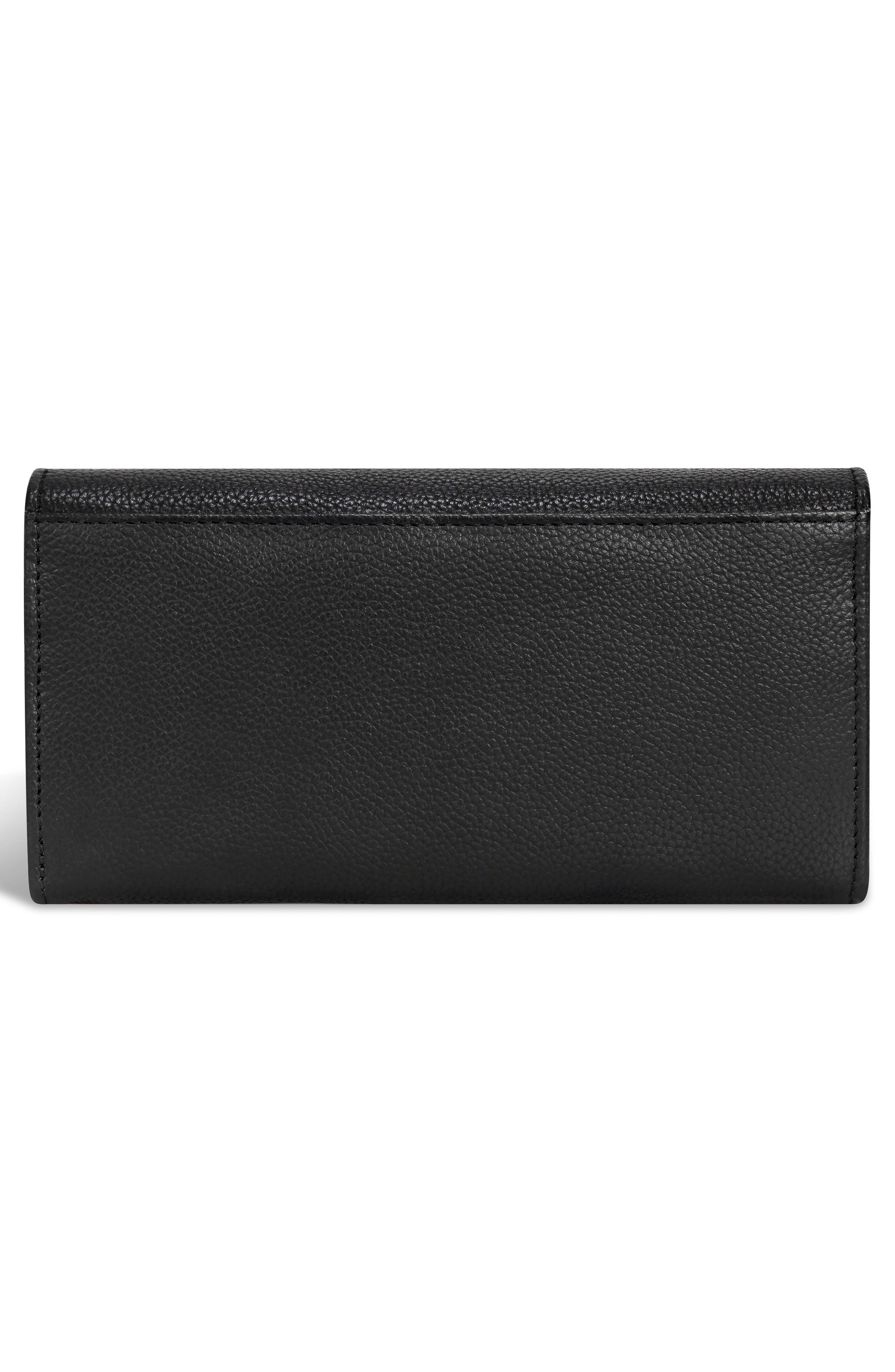 Leather Flap Clutch, Alternate, color, BLACK