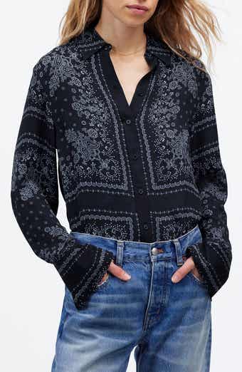 Bandana Print Relaxed Button-Up Shirt