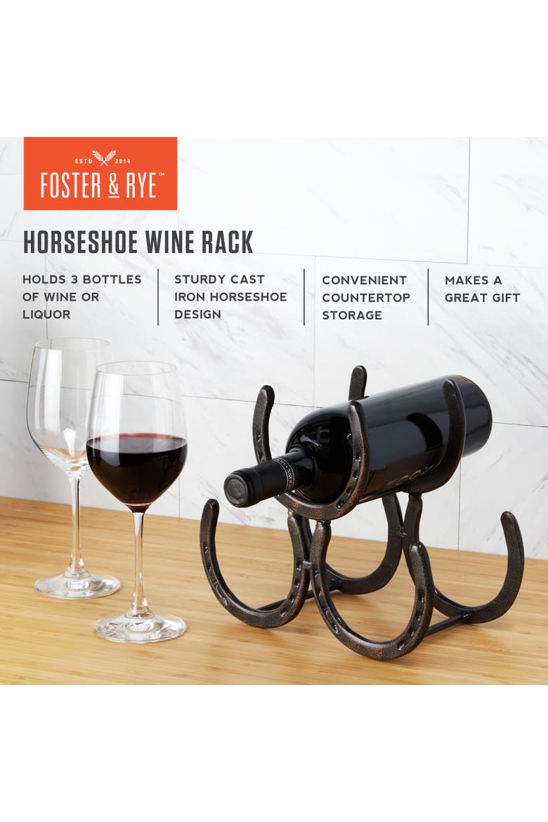 Horseshoe 3 Bottle Wine Rack, Alternate, color, Black