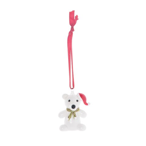 Glass White Bear Christmas Tree Ornament