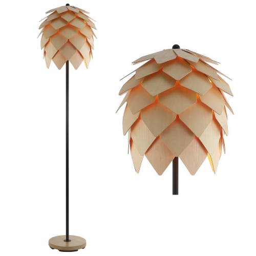 Jonathan Y Designs Simon 20.5in Pinecone Led Table Lamp In Natural/black