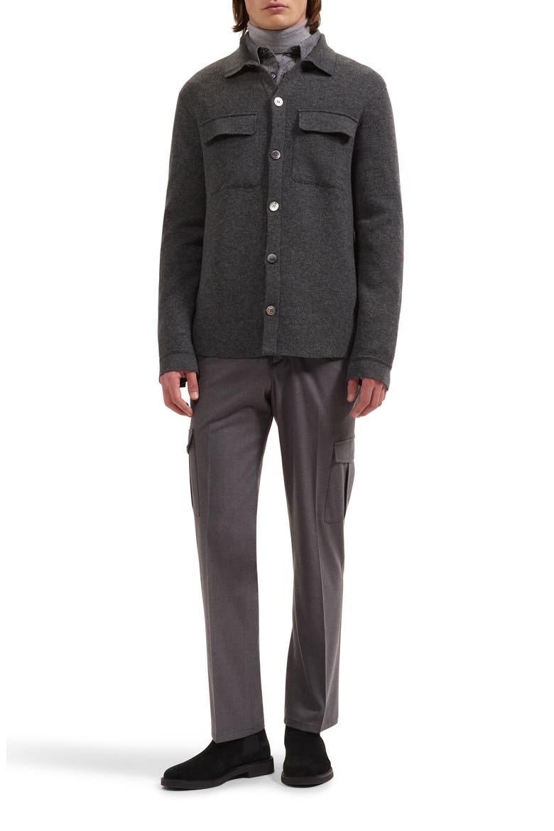 Wool & Cashmere Button-Front Cardigan, Alternate, color, STORM