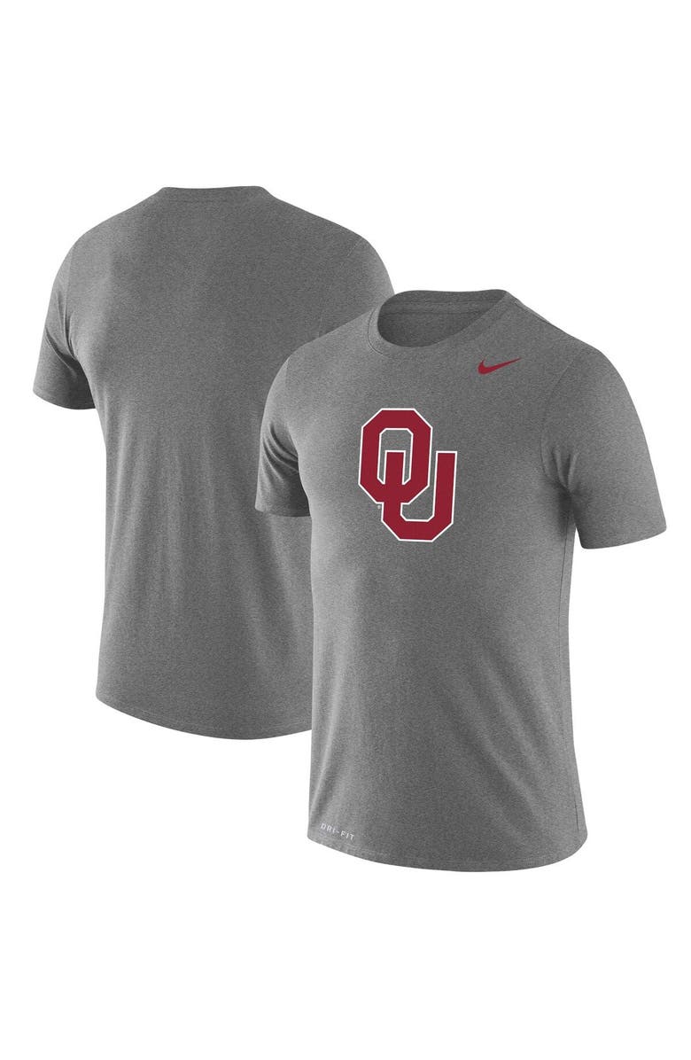 Nike Men's Nike Heathered Gray Oklahoma Sooners School Logo Legend Performance T-Shirt, Main, color, 