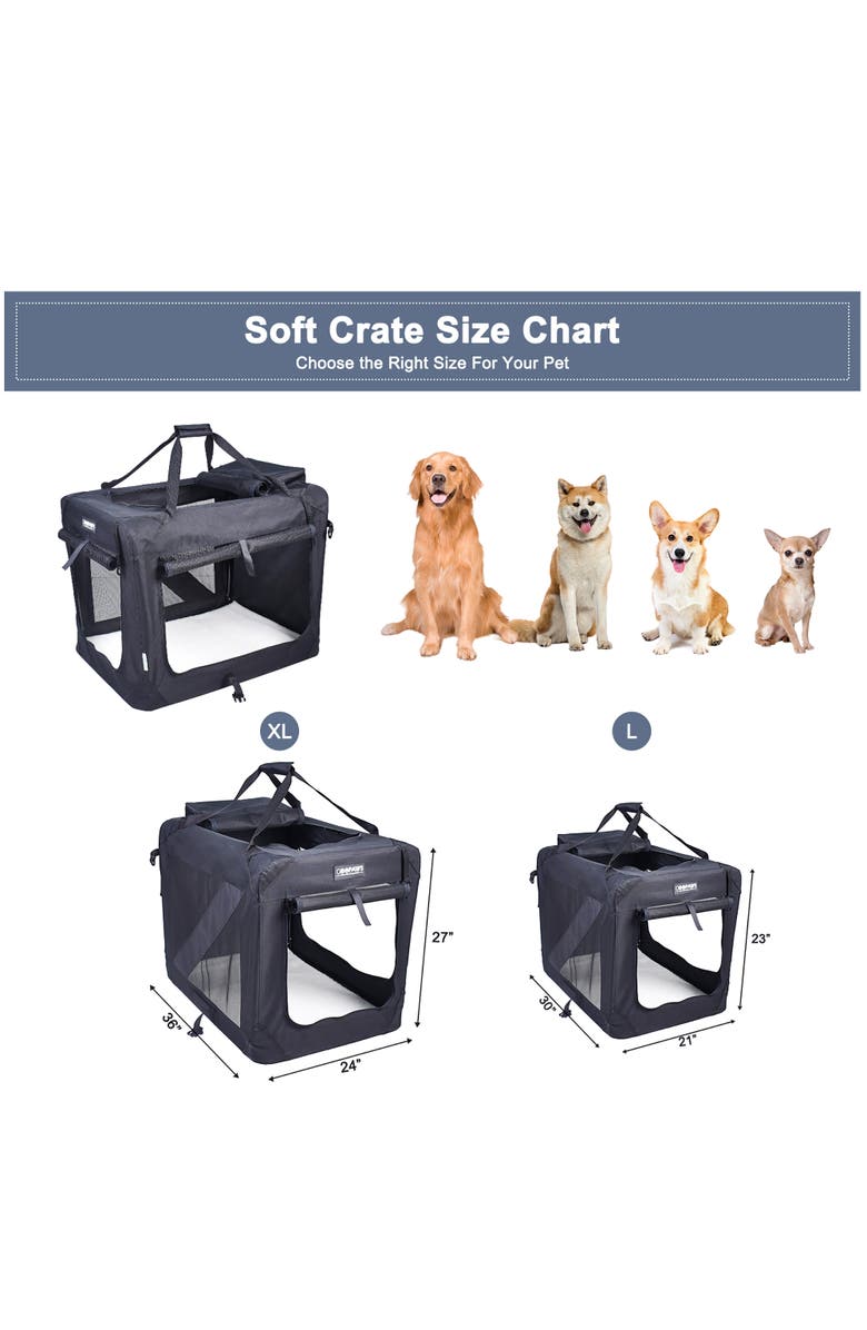 JESPET Soft Pet Crate 36", 70Lb Capacity, Alternate, color, Multicolored