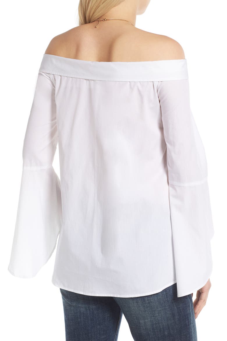 Portrait Collar Stripe Blouse, Alternate, color, WHITE