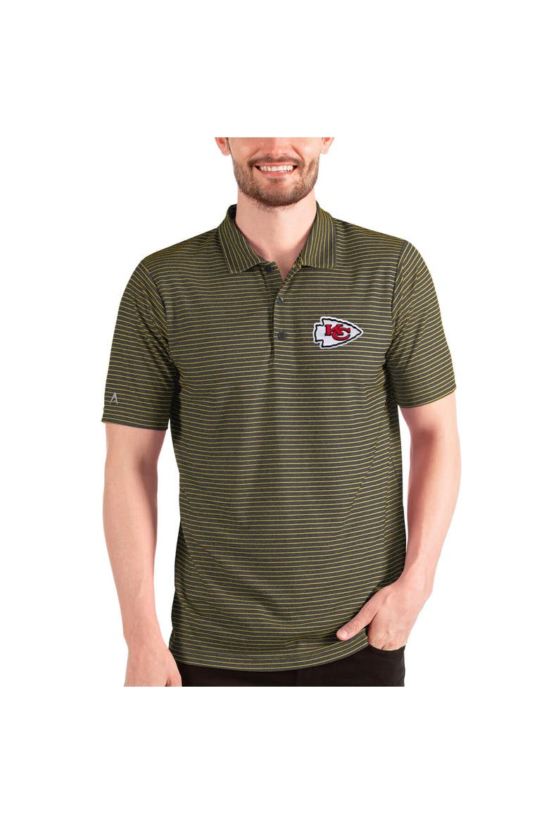 Men's Antigua Heathered Black/Gold Kansas City Chiefs Esteem Polo, Main, color, Heather Black