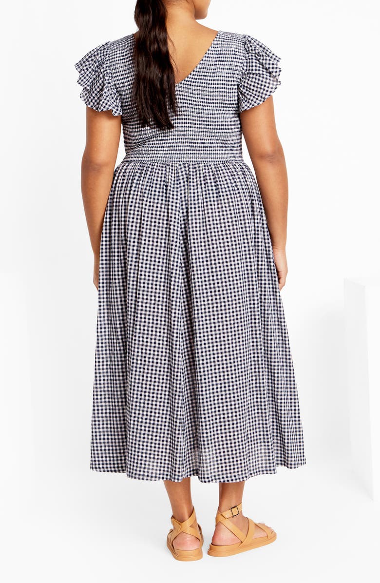 City Chic Laureli Gingham Flutter Sleeve Midi Dress, Alternate, color, 