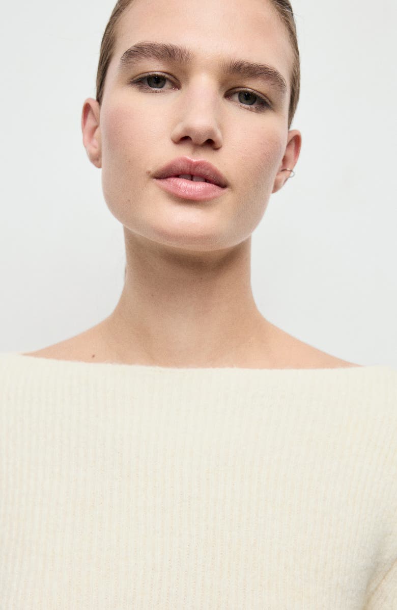 MANGO Boat Neck Rib Sweater, Alternate, color, Off White