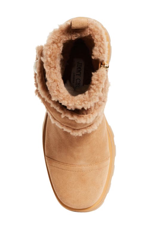 Jimmy Choo Meena Genuine Shearling Lined Bootie In Brown