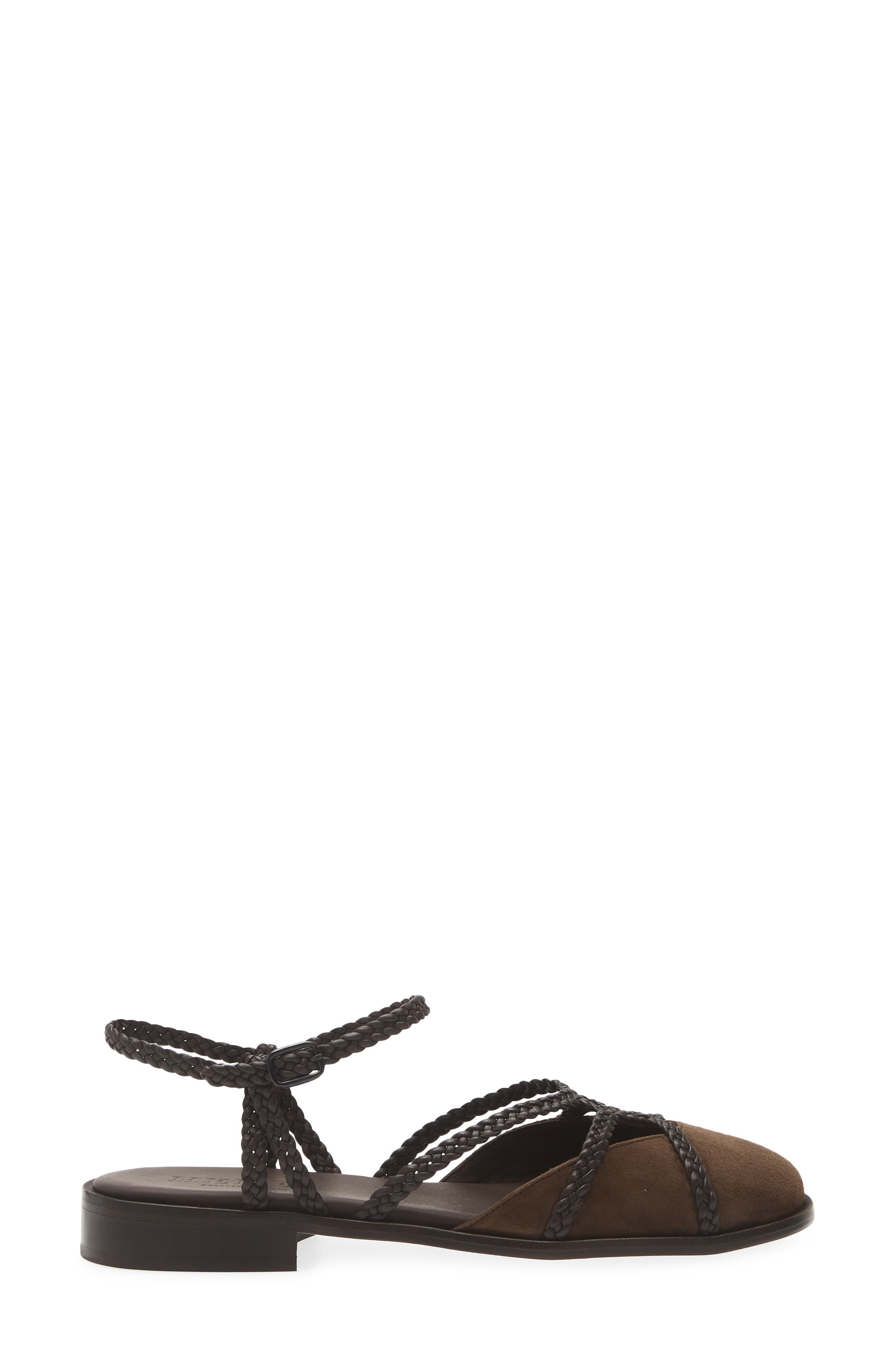 Ranya Leather Flat, Alternate, color, DARK BROWN