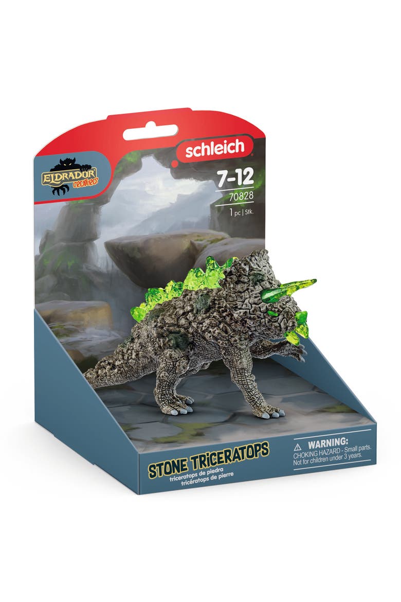Eldrador Creatures Stone Triceratops 6 Inch Action Figure, Alternate, color, Multicolored