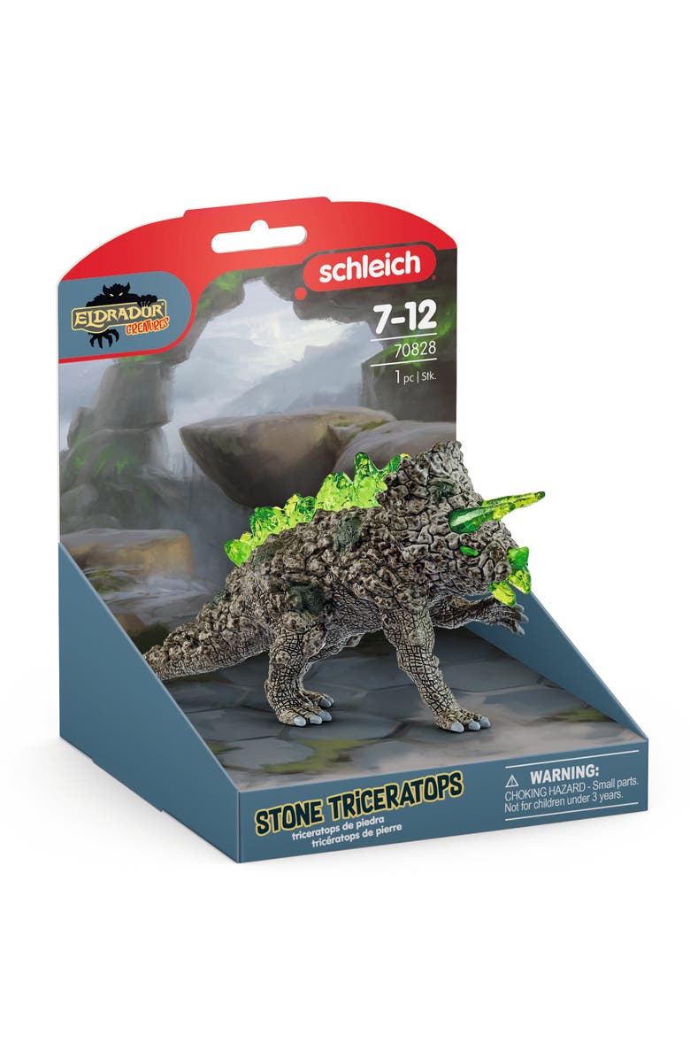 Schleich Eldrador Creatures Stone Triceratops 6 Inch Action Figure, Alternate, color, Multicolored