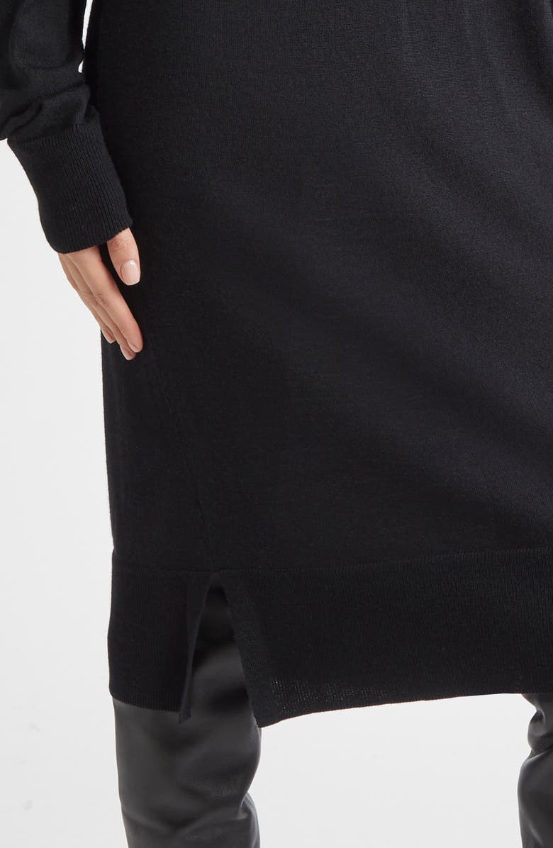 TOTEME Longline Turtleneck Organic Cotton & Cashmere Sweater, Alternate, color, Black