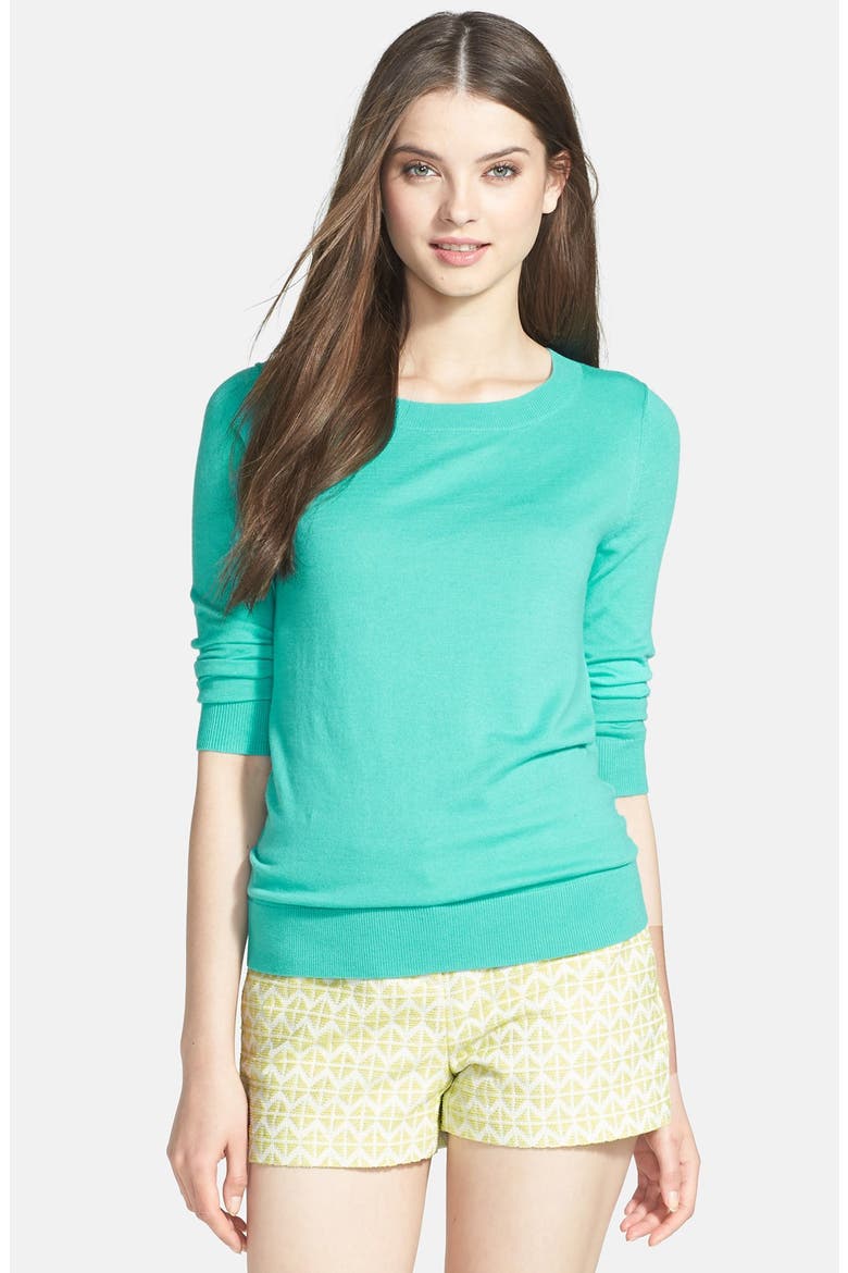 Three Quarter Sleeve Sweater, Main, color, TURQUOISE GEM
