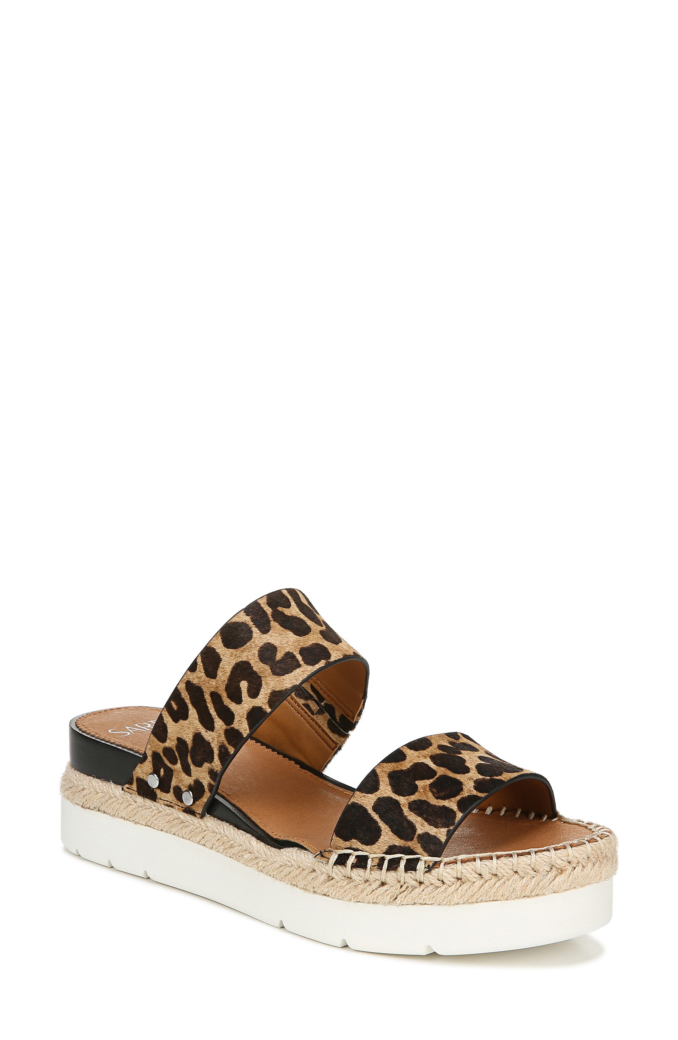 Cappy Wedge Slide Sandal, Main, color, LEOPARD PRINT CALF HAIR