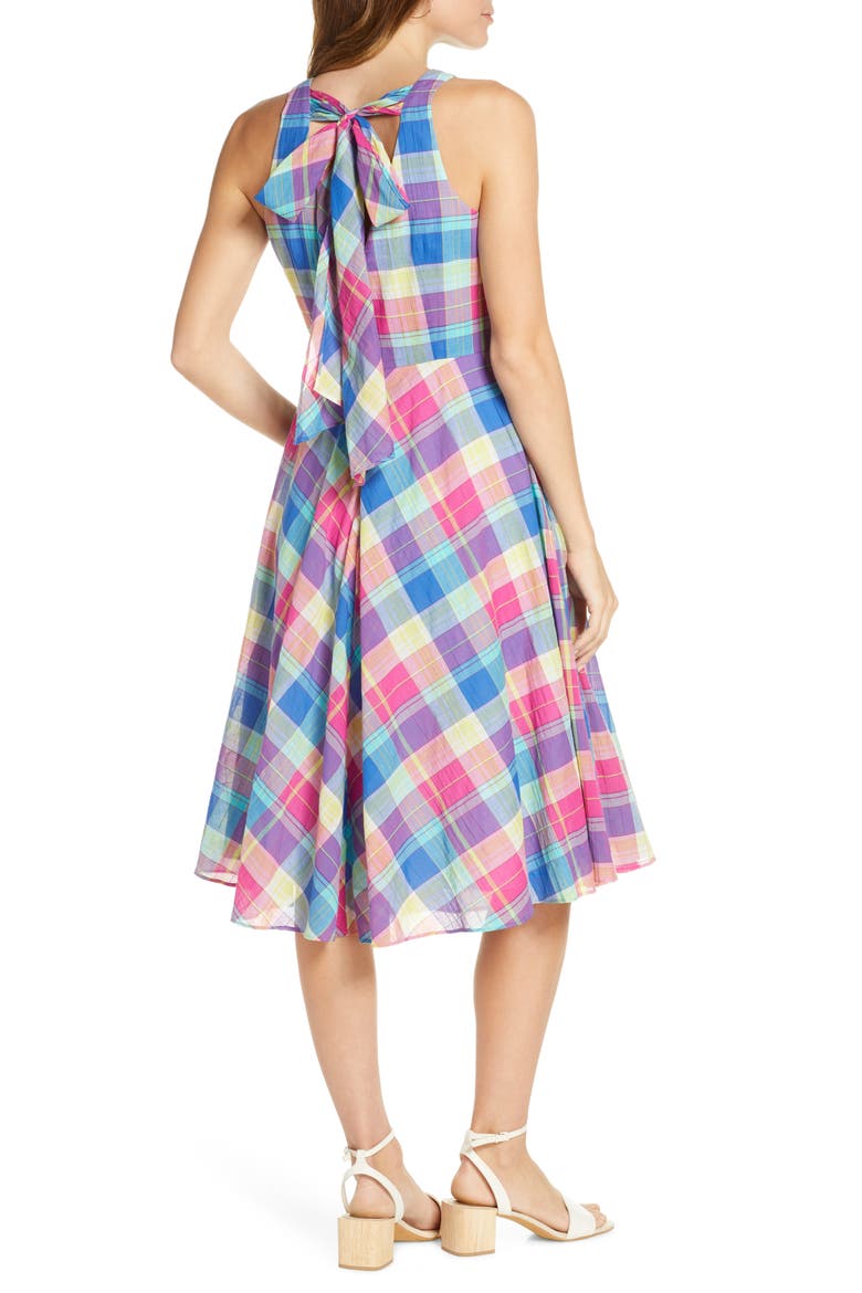 Madras Plaid Fit & Flare Dress, Alternate, color, MULTI
