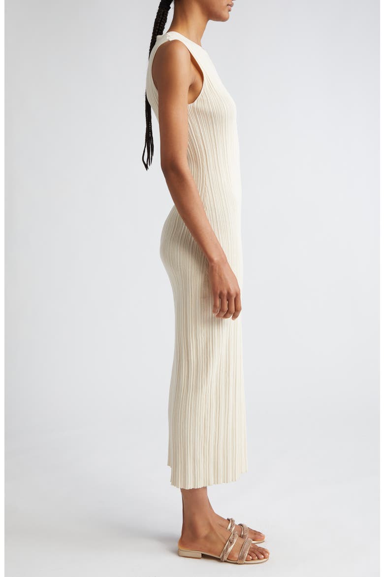 Sleeveless Cotton Rib Midi Sweater Dress, Alternate, color, SAND
