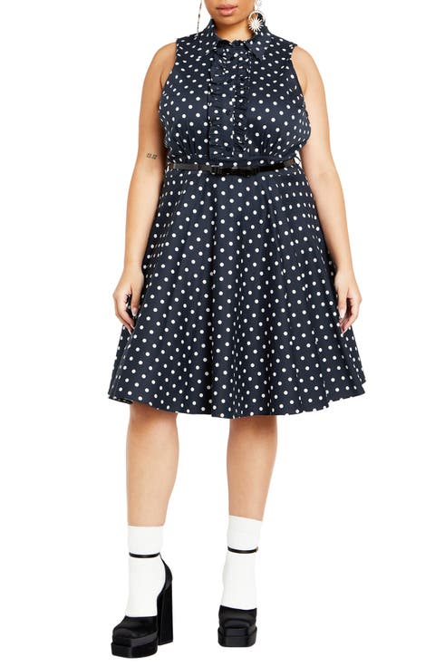 Nellie Polka Dot Sleeveless Dress (Plus)