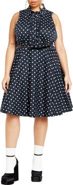 City Chic Nellie Polka Dot Sleeveless Dress