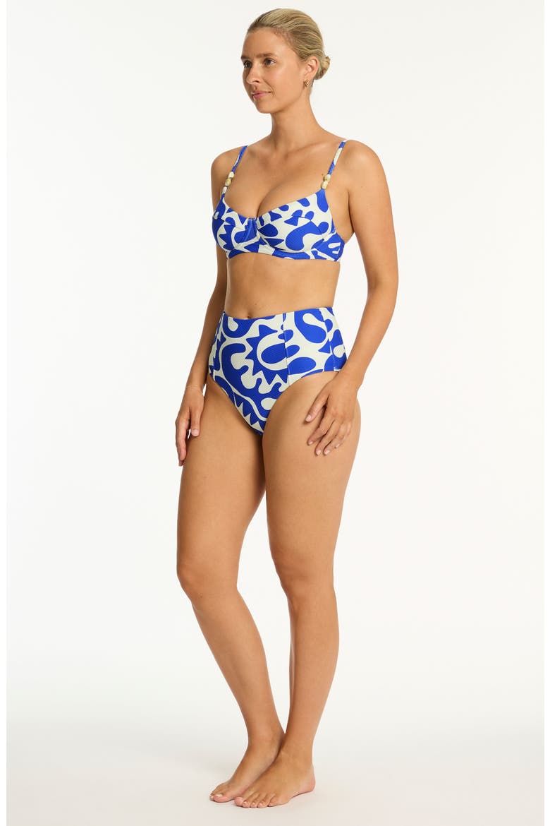 Seascape Balconette Bikini Top, Alternate, color, BLUE