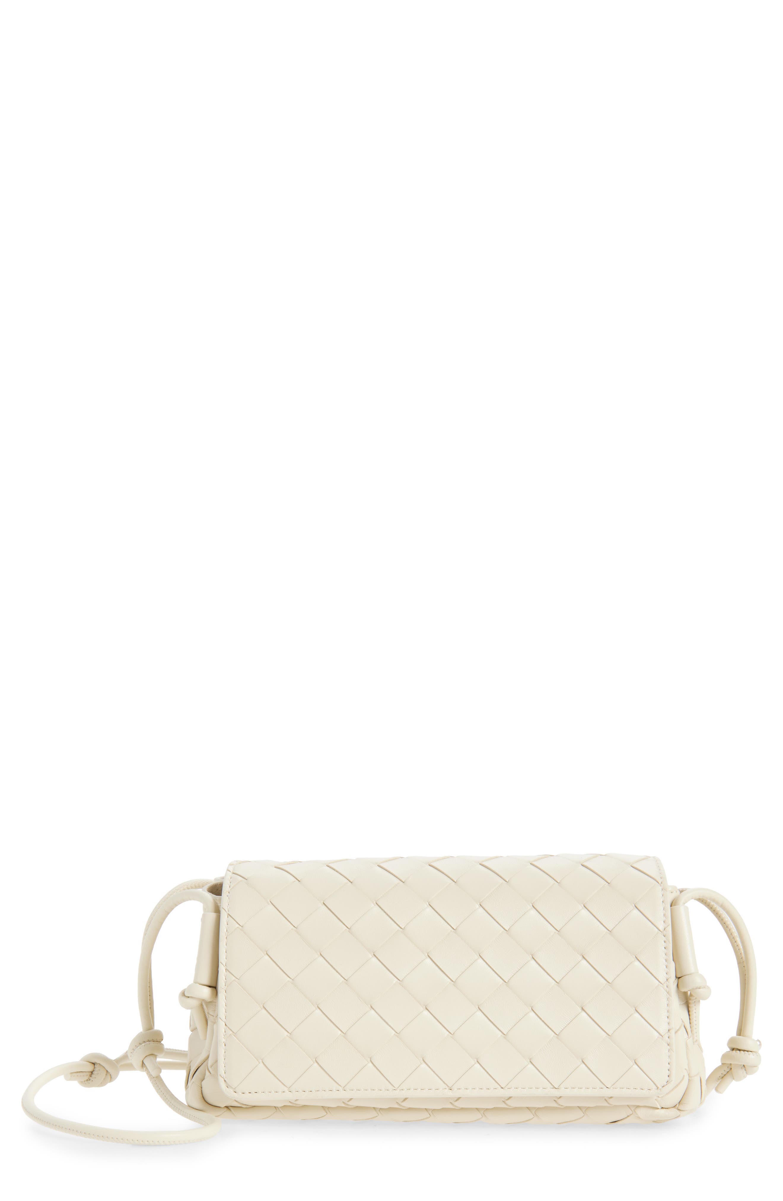 Bottega Veneta Discoteca Intrecciato Leather Crossbody Pouch, Main, color, 9197 Sea Salt-Gold
