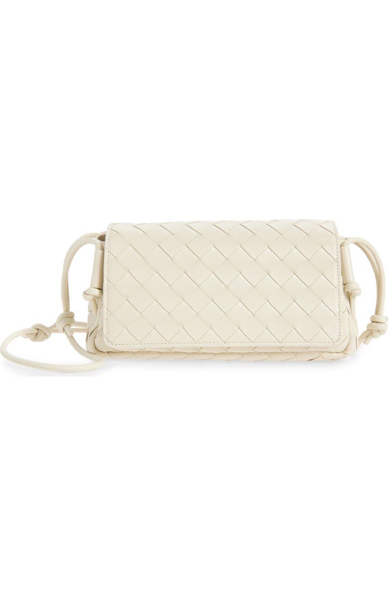 Bottega Veneta Discoteca Intrecciato Leather Crossbody Pouch, Main, color, 9197 Sea Salt-Gold