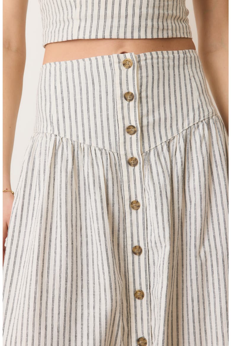 Jade Stripe Button Front Hemp Blend Midi Skirt, Alternate, color, CREAM/ NAVY STRIPE