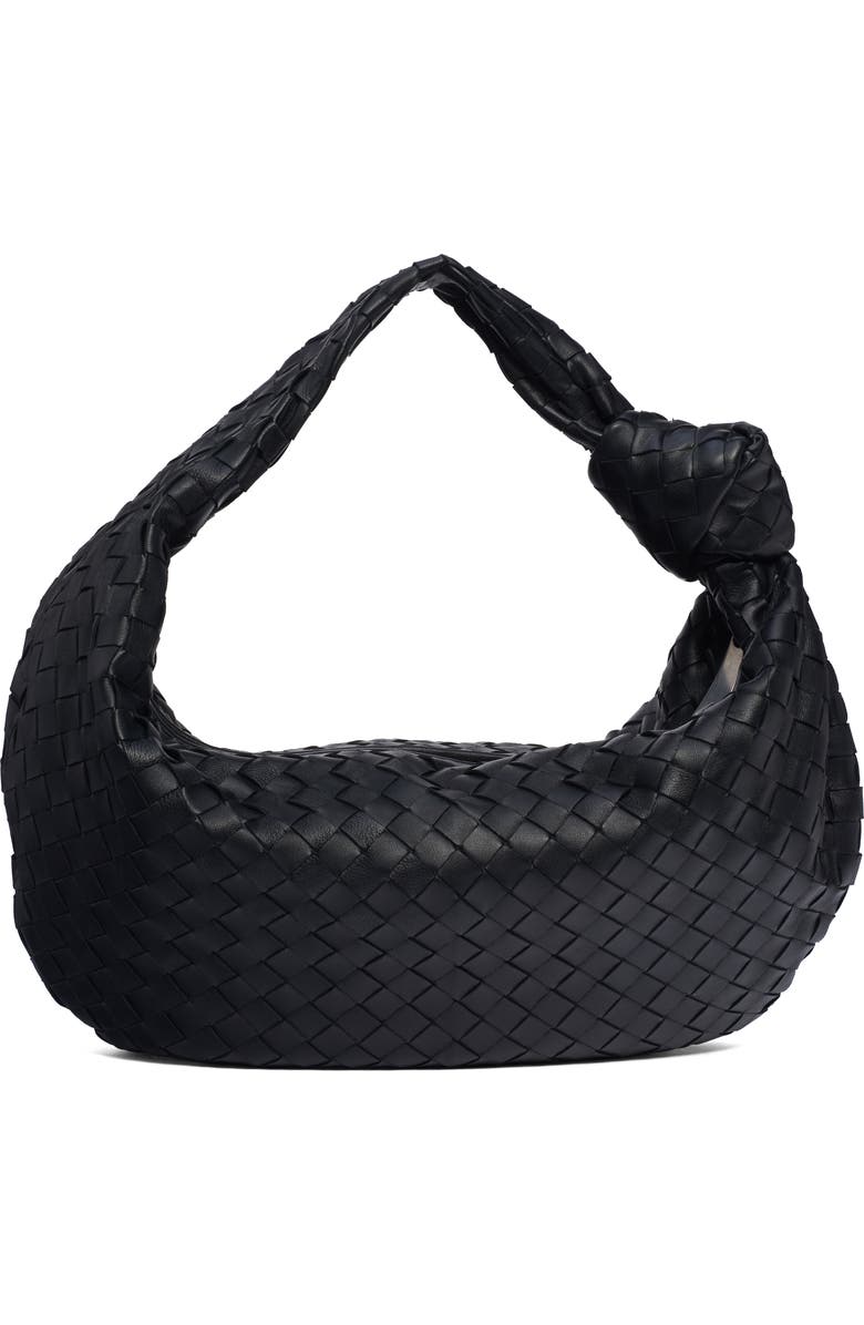 Bottega Veneta Jodie Leather Hobo Bag, Main, color, 8425 Black-Gold