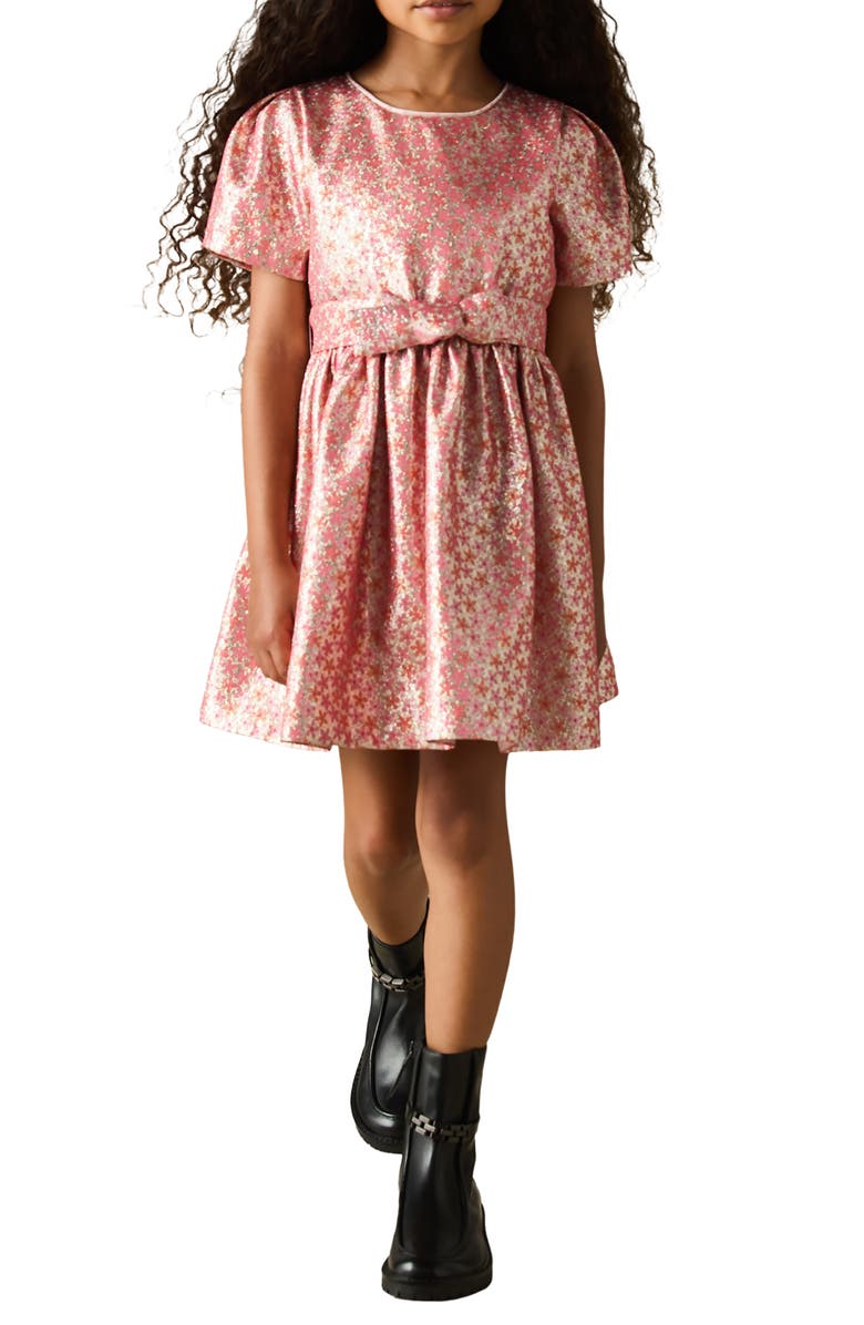 Reiss Kids' Leomie Metallic Party Dress, Alternate, color, Pink