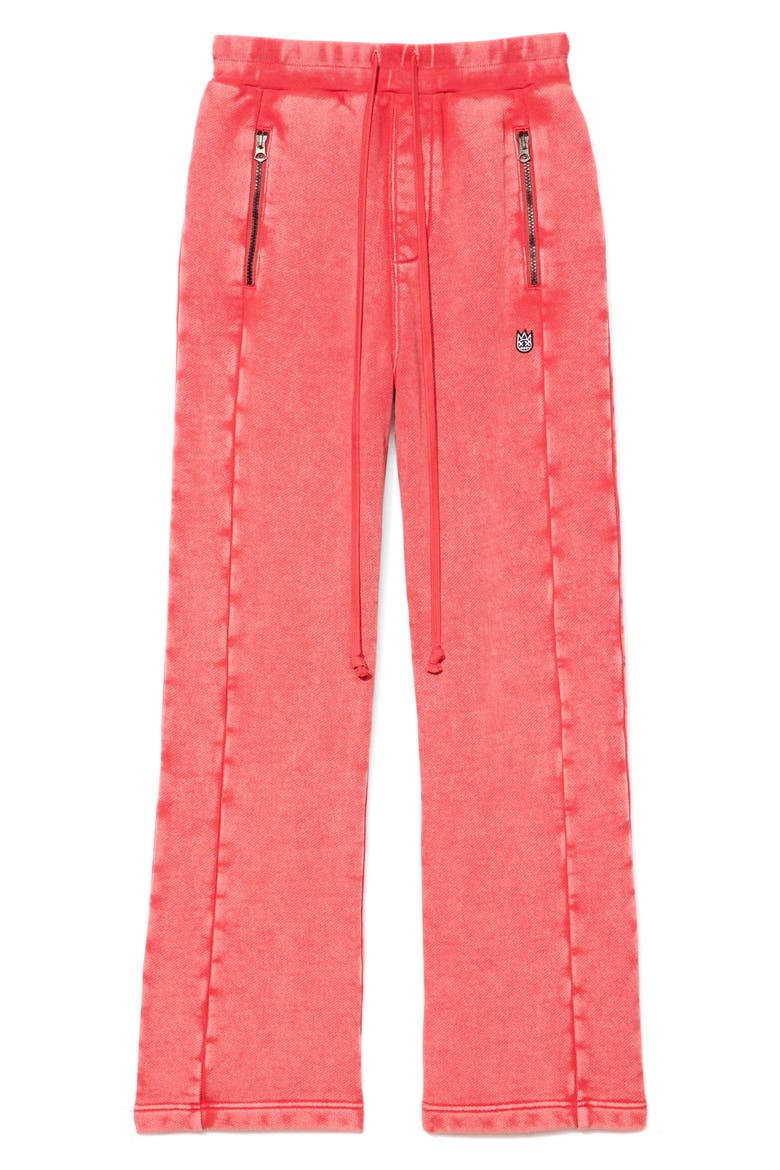 French Terry Open Hem Sweatpants, Alternate, color, RACING RED