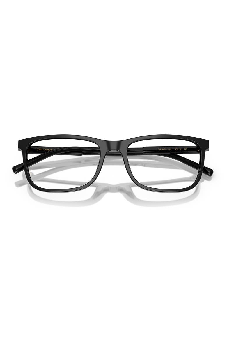 55mm Rectangular Optical Glasses, Alternate, color, BLACK / DEMO LENS