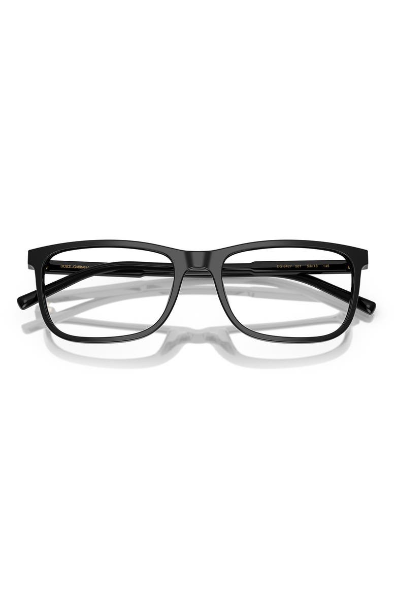 Dolce&Gabbana 55mm Rectangular Optical Glasses, Alternate, color, Black / Demo Lens