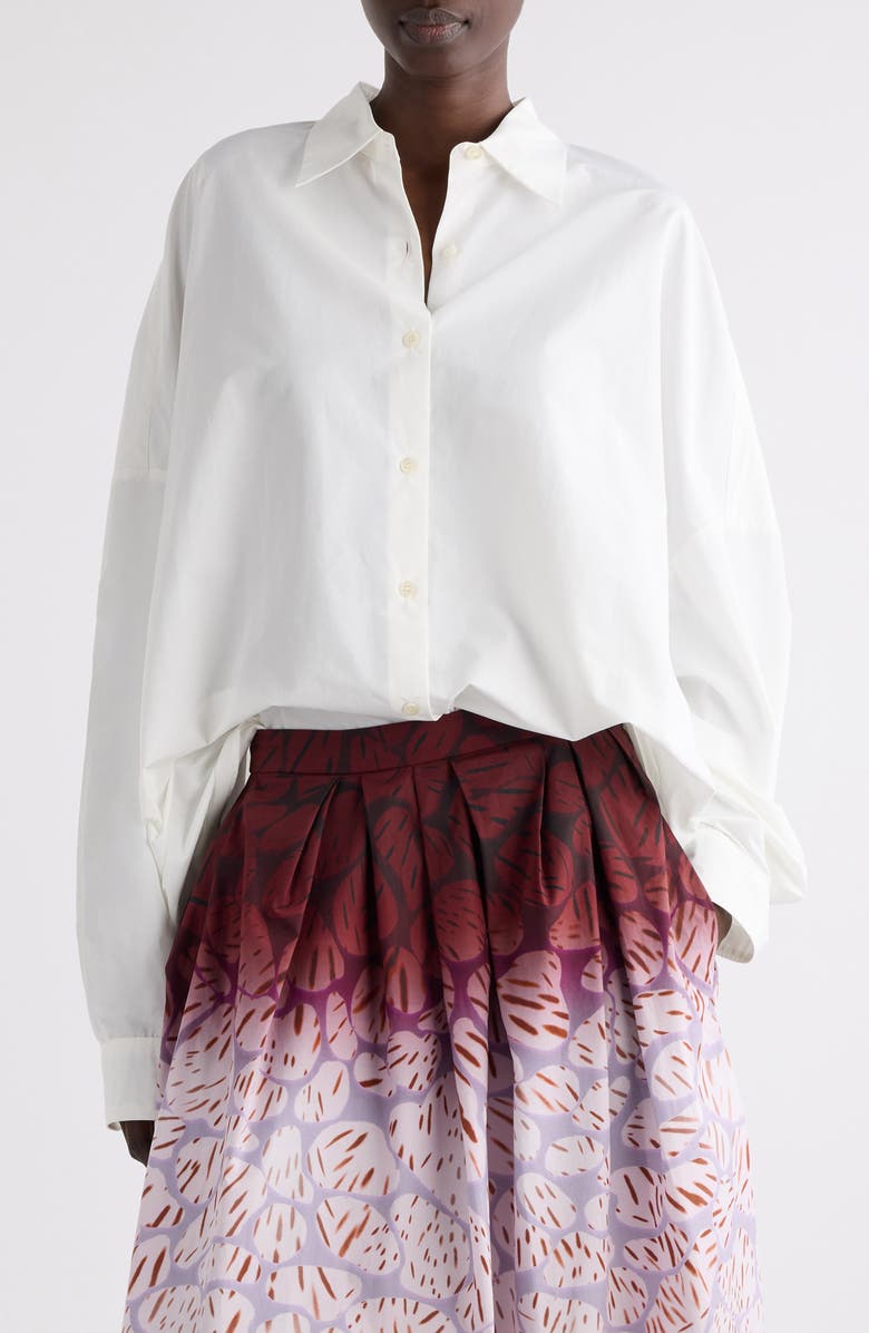 Dries Van Noten Casia Oversize Button-Up Shirt, Main, color, White