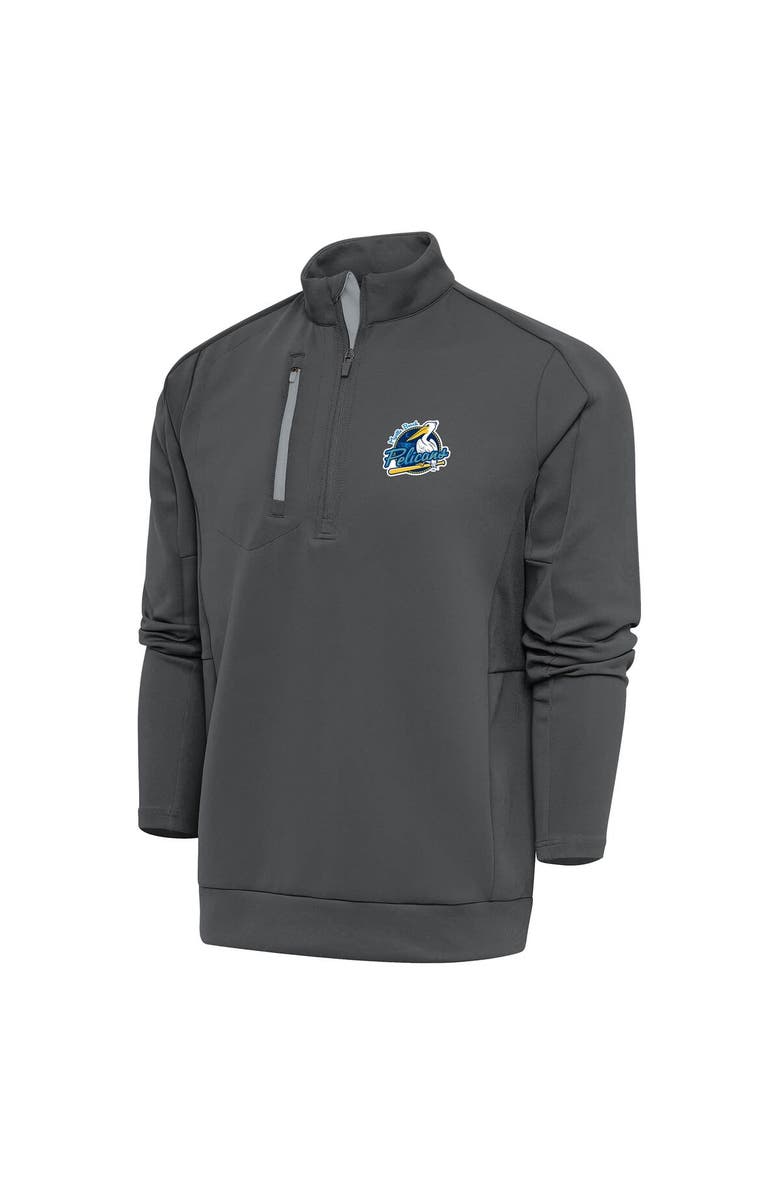 ANTIGUA Men's Antigua  Pewter Myrtle Beach Pelicans Generation Quarter-Zip Pullover Top, Alternate, color, 