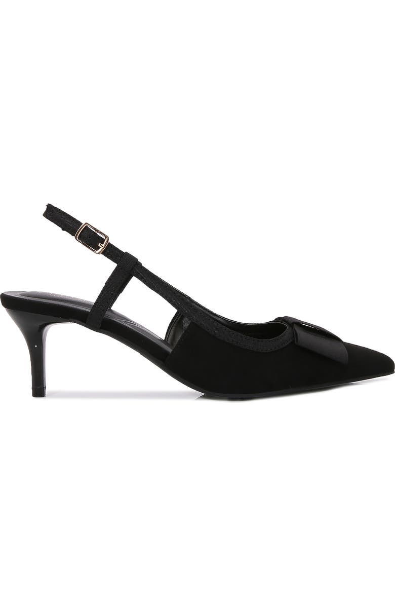 BERNESS June Bow Pointed Toe Slingback Kitten Heel Pump, Alternate, color, Black