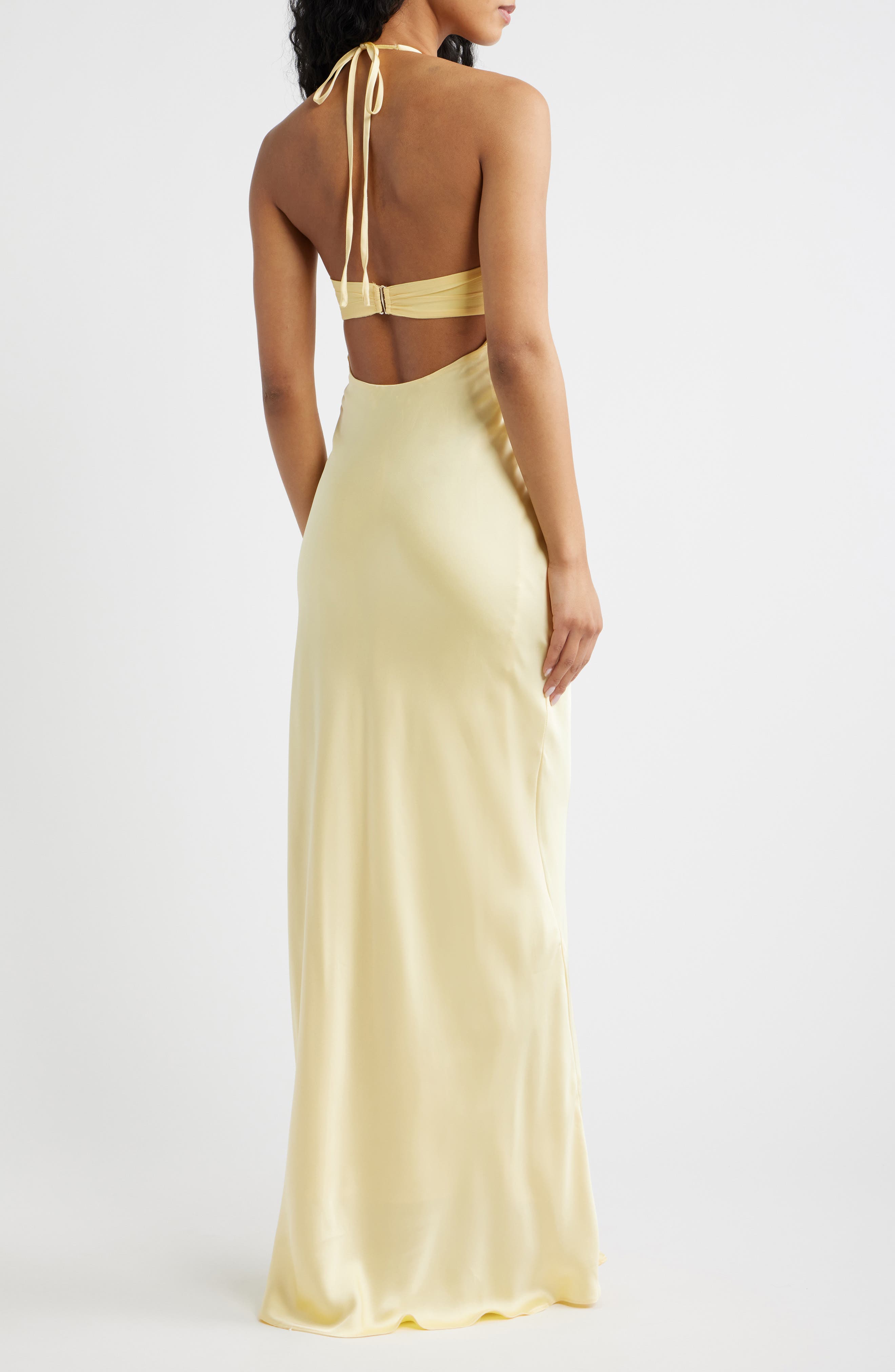 odyssa halter maxi dress Princess Polly Women's Satin Gown - Metallic Purple dress