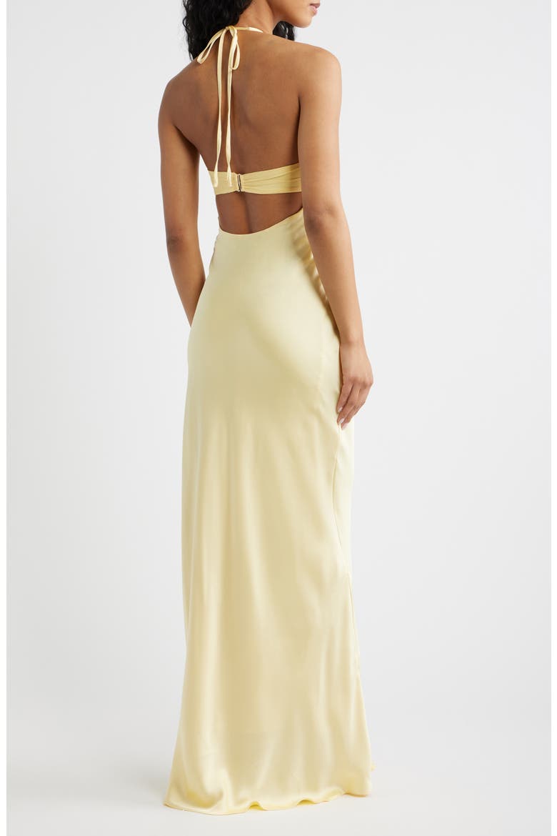 Odyssa Satin Halter Gown, Alternate, color, YELLOW