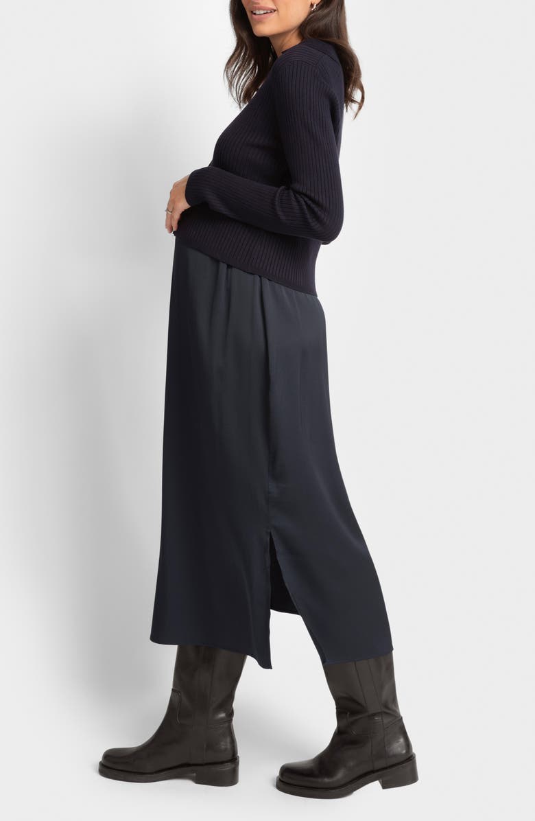 Seraphine Mixed Media Dress & Rib Cardigan Maternity/Nursing Set, Alternate, color, 