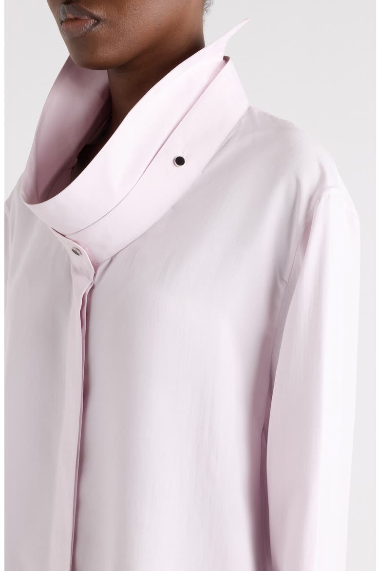 Back to Front Stand Collar Cotton Shirt, Alternate, color, WHITE