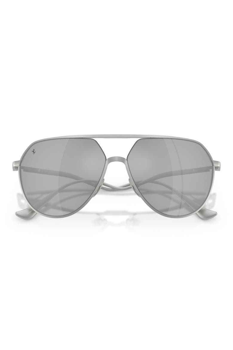 59mm Polarized Pilot Sunglasses, Alternate, color, MATTE SILVER / SILVER MIRROR