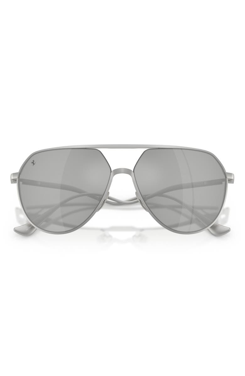 Ferrari 59mm Polarized Pilot Sunglasses, Alternate, color, Matte Silver / Silver Mirror