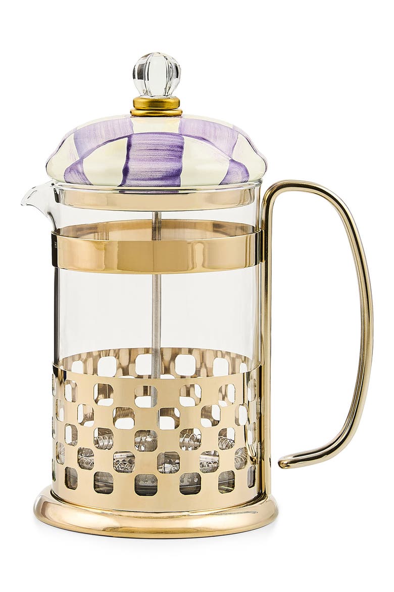 Violet Check French Press, Main, color, VIOLET