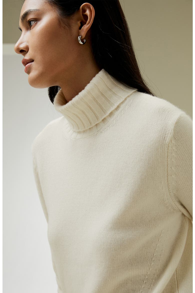 Women's Turtleneck Sweater with Rib Hemline, Alternate, color, White