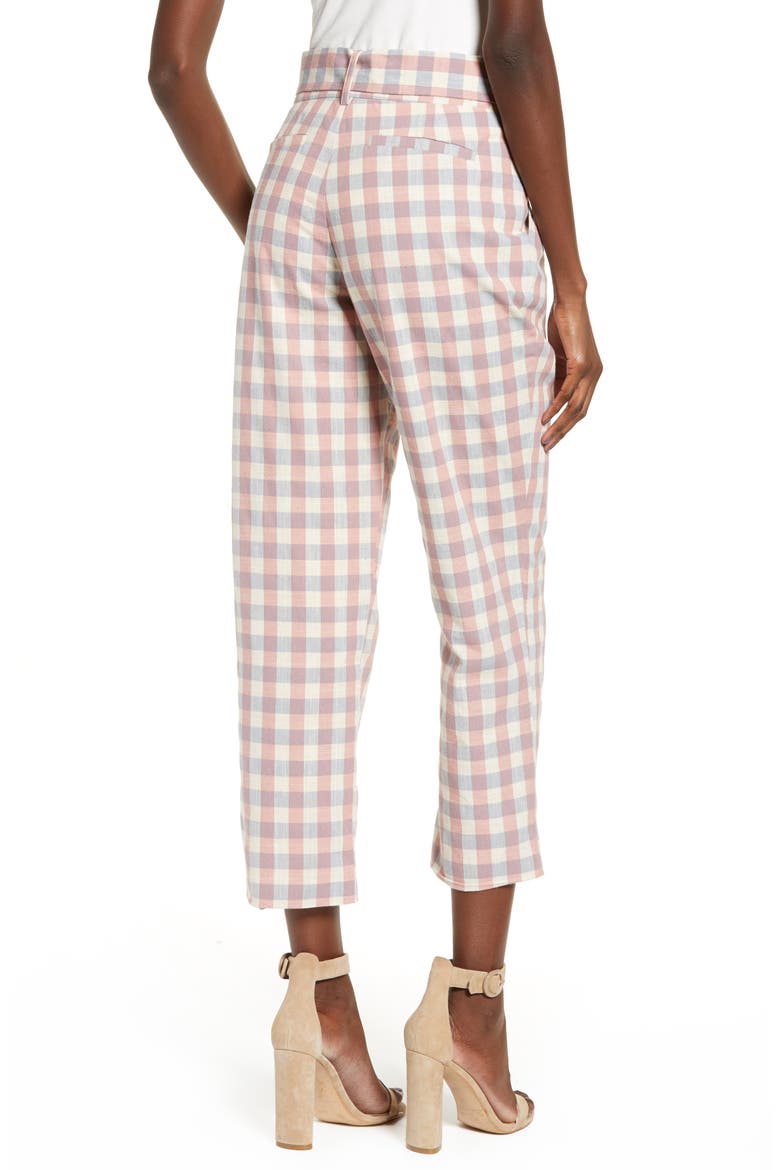 Gingham Check Belted Trousers, Alternate, color, MULTI