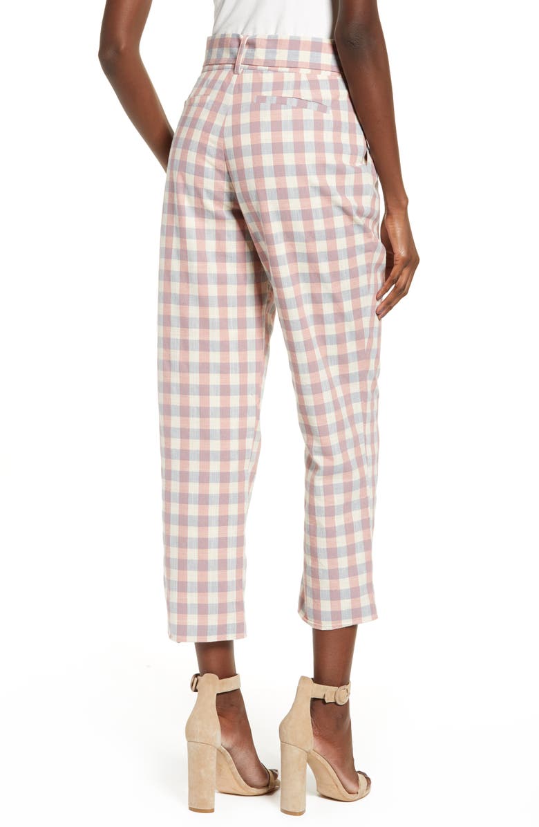 English Factory Gingham Check Belted Trousers, Alternate, color,