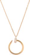 Pre-Owned Cartier Juste un Clou Pendant Necklace 18K Rose Gold with Diamonds