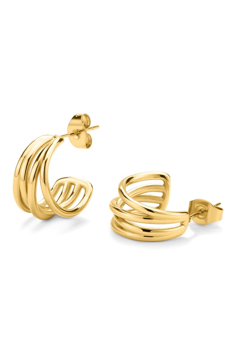 Intertwined Mini Hoop Earrings, Alternate, color, GOLD