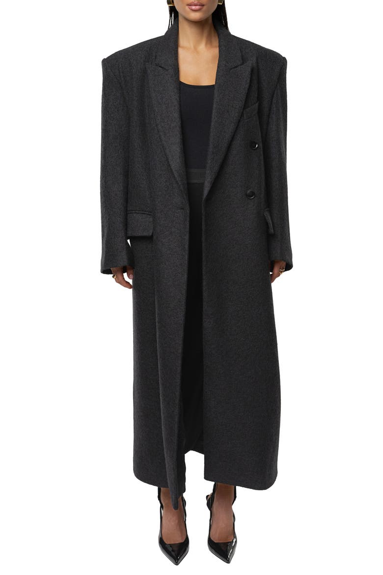 Double Breasted Wool Blend Coat, Alternate, color, BLACK