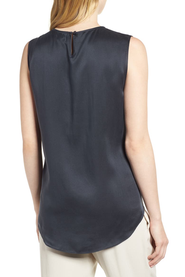 Round Neck Silk Tank, Alternate, color, GRAPHITE